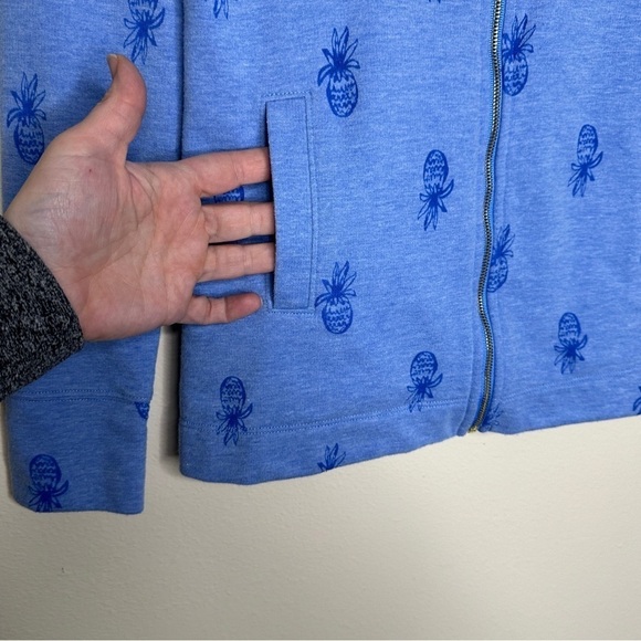 Lilly Pulitzer Bennett Zip Up Bennett Blue Pineapple Burnout Size XXS - Picture 4 of 6